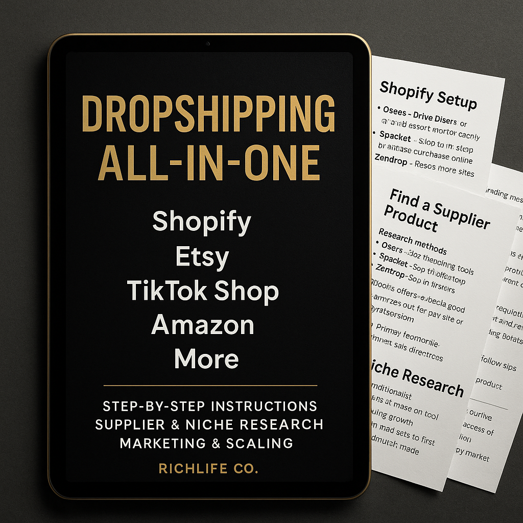 Dropshipping Master Guide — Full Step-by-Step Store Setup, Apps, Suppliers & Marketing (RichLife Co.)