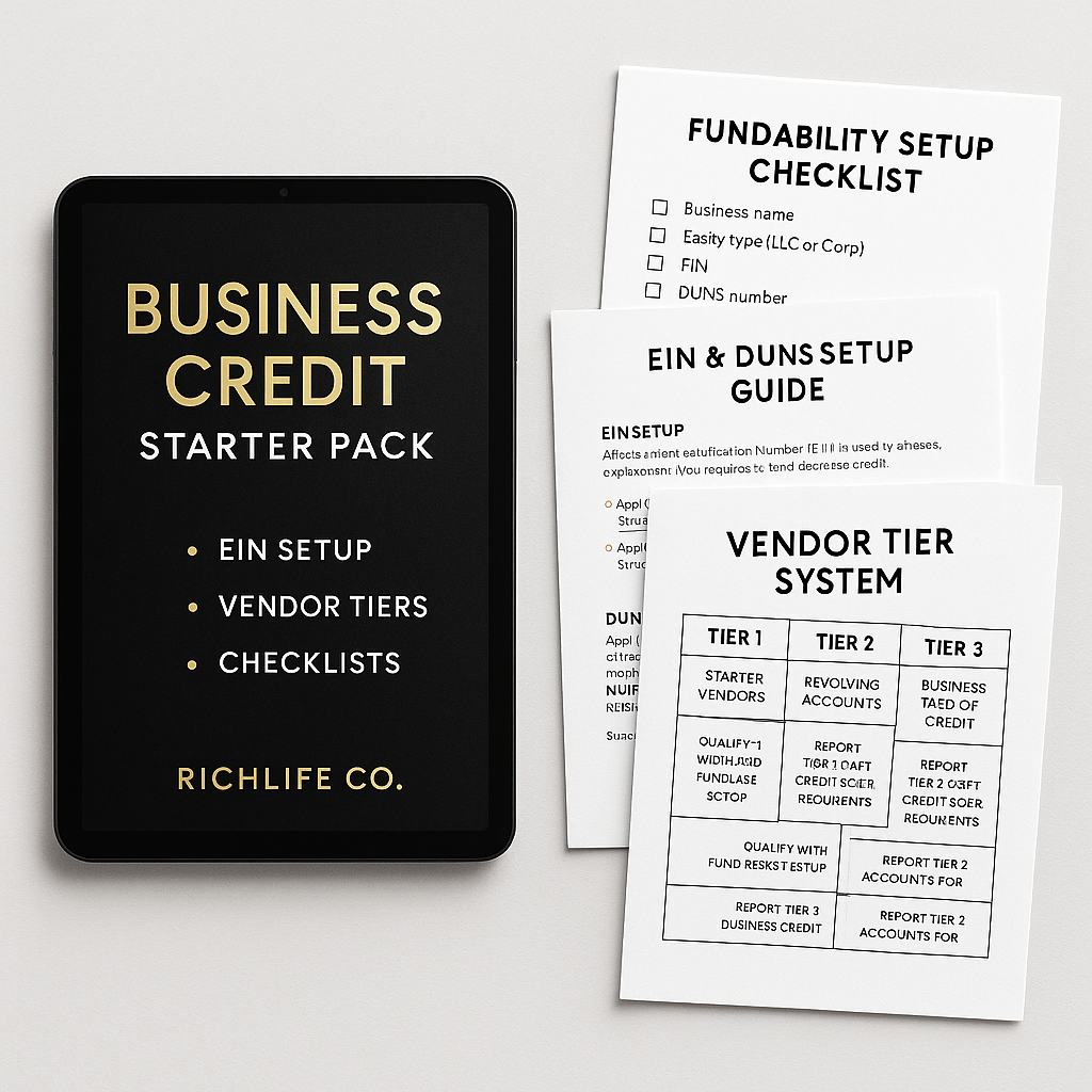 Business Credit Starter Pack — EIN Setup, Vendor Tiers & Funding Checklist (RichLife Co.)