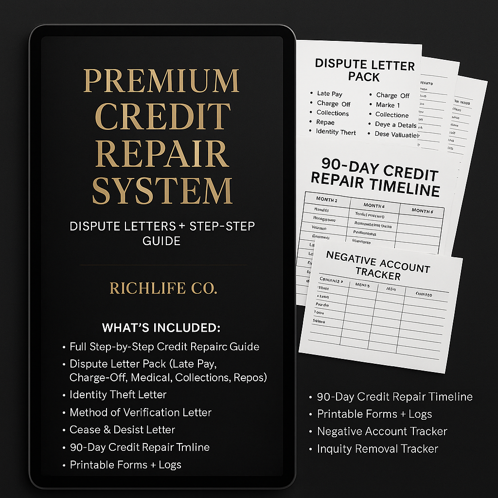 Premium Credit Repair System — Dispute Letters + Step-by-Step Guide (RichLife Co.)