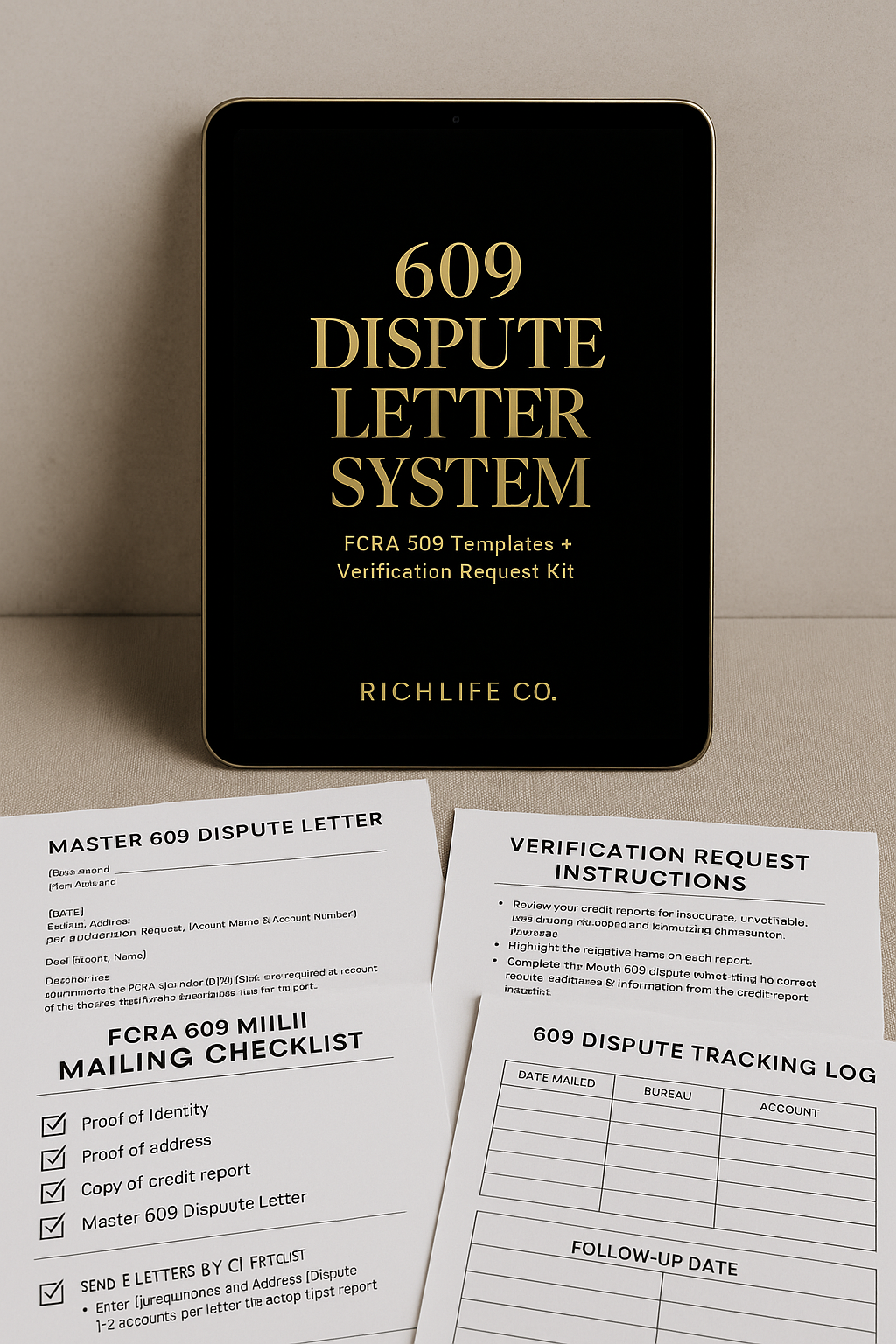 609 Dispute Letter System — FCRA 609 Templates + Verification Request Kit (RichLife Co.)