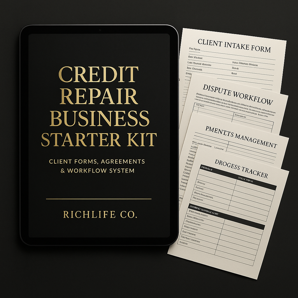 Credit Repair Business Starter Kit — Client Forms, Agreements & Workflow System (RichLife Co.)
